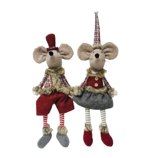 Santa's Workshop 20" Sitting Plaid Mice Set